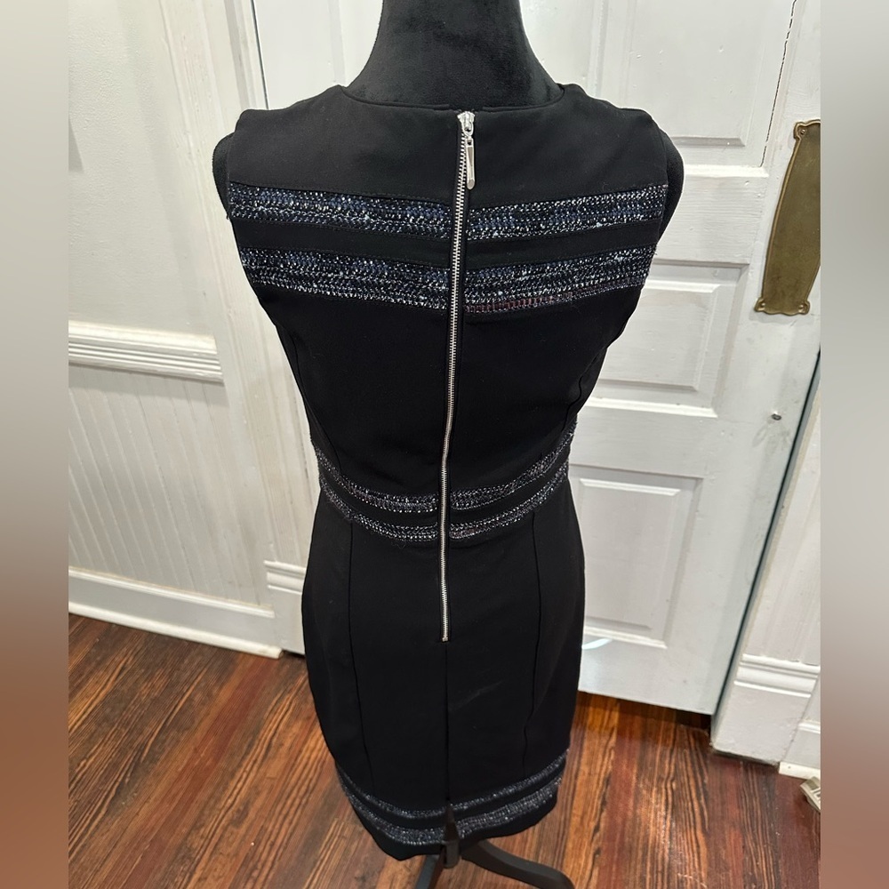 White House Black Market Striped Black Dress Sz 4 - Picture 7 of 7